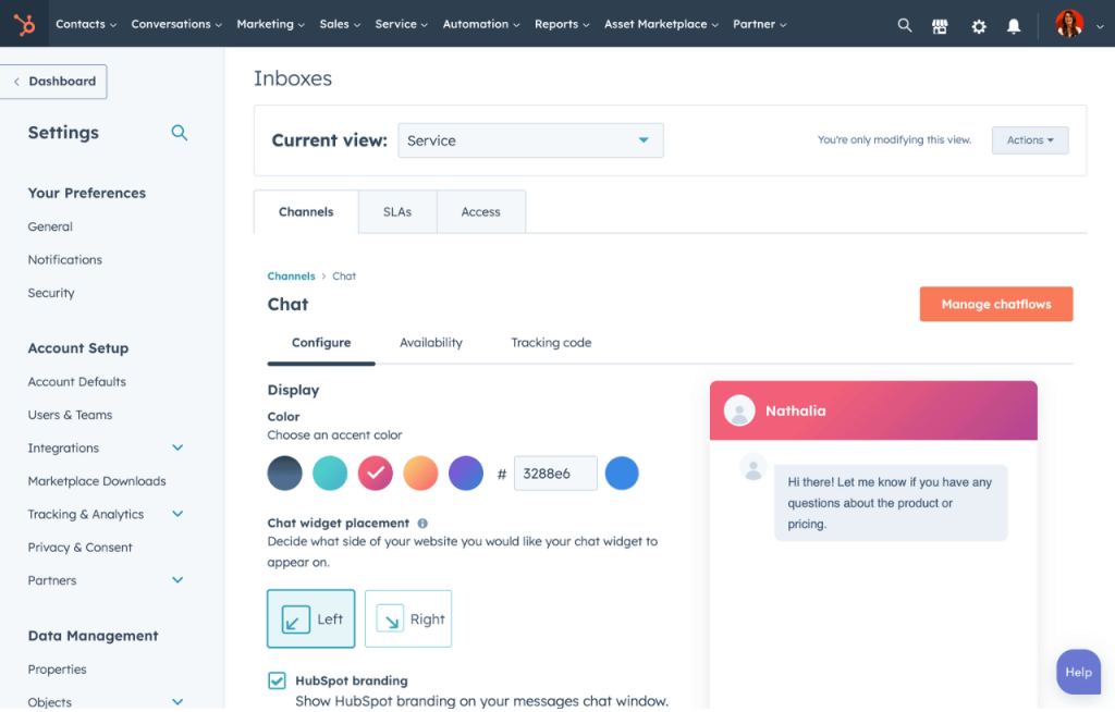 Hubspot - Free Live Chat
